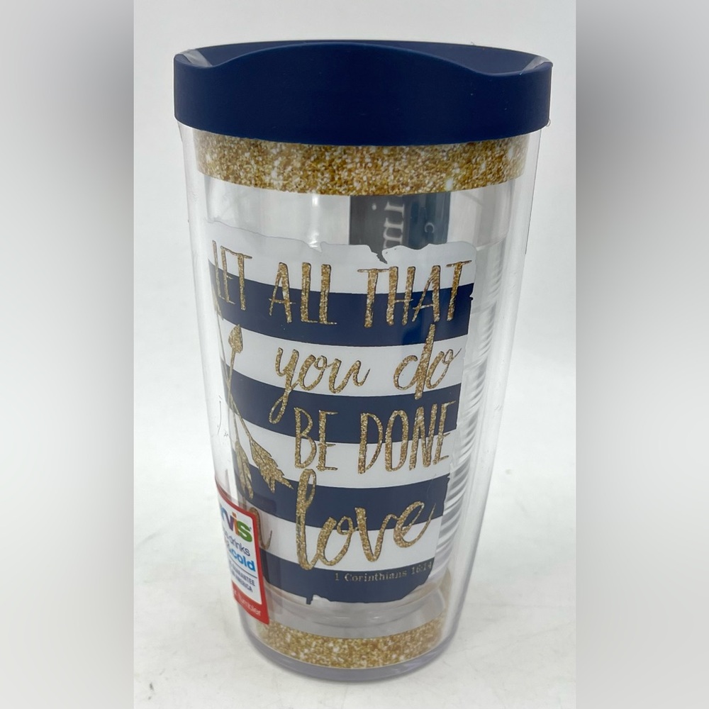 Simply Southern Tervis Tumbler 16 oz. Cup Blue Gold 1‎ Corinthians 16:14 New NWT